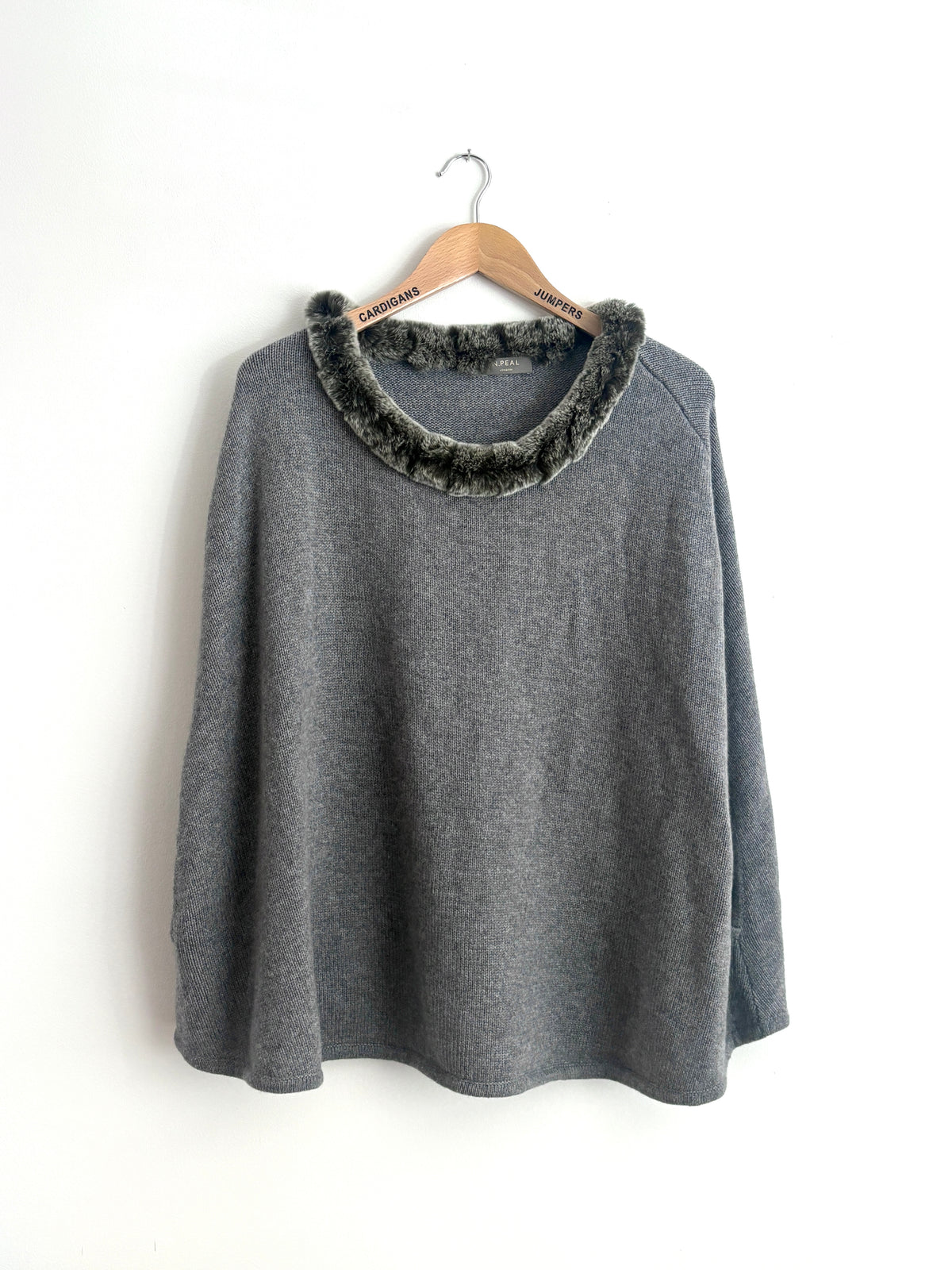n.peal grey knit poncho