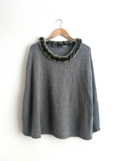 n.peal grey knit poncho