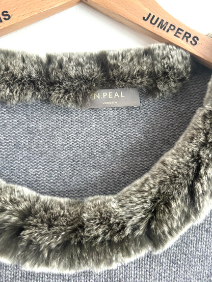 N.Peal Cashmere Knit Fur Collar Poncho