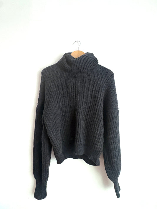 sessun wool black polo knit