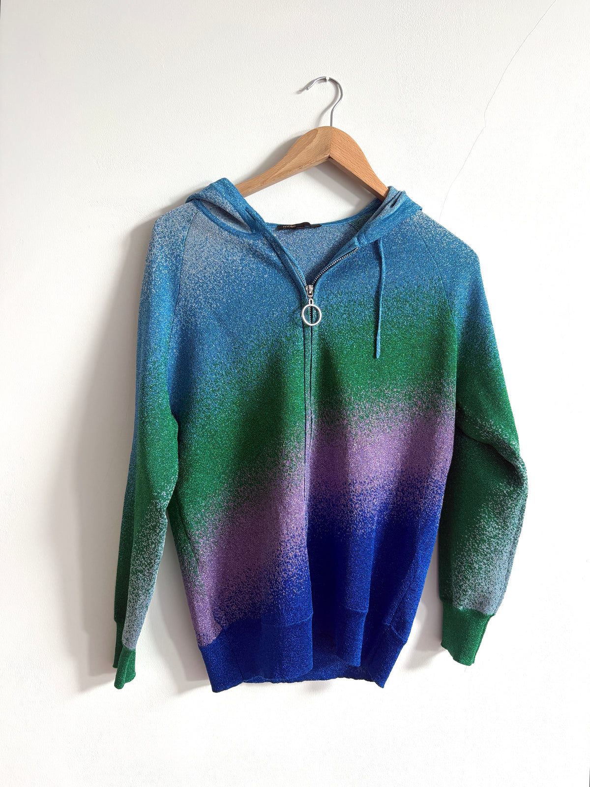 Maje Lurex Cardigan in Green blue and Purple Gradient S