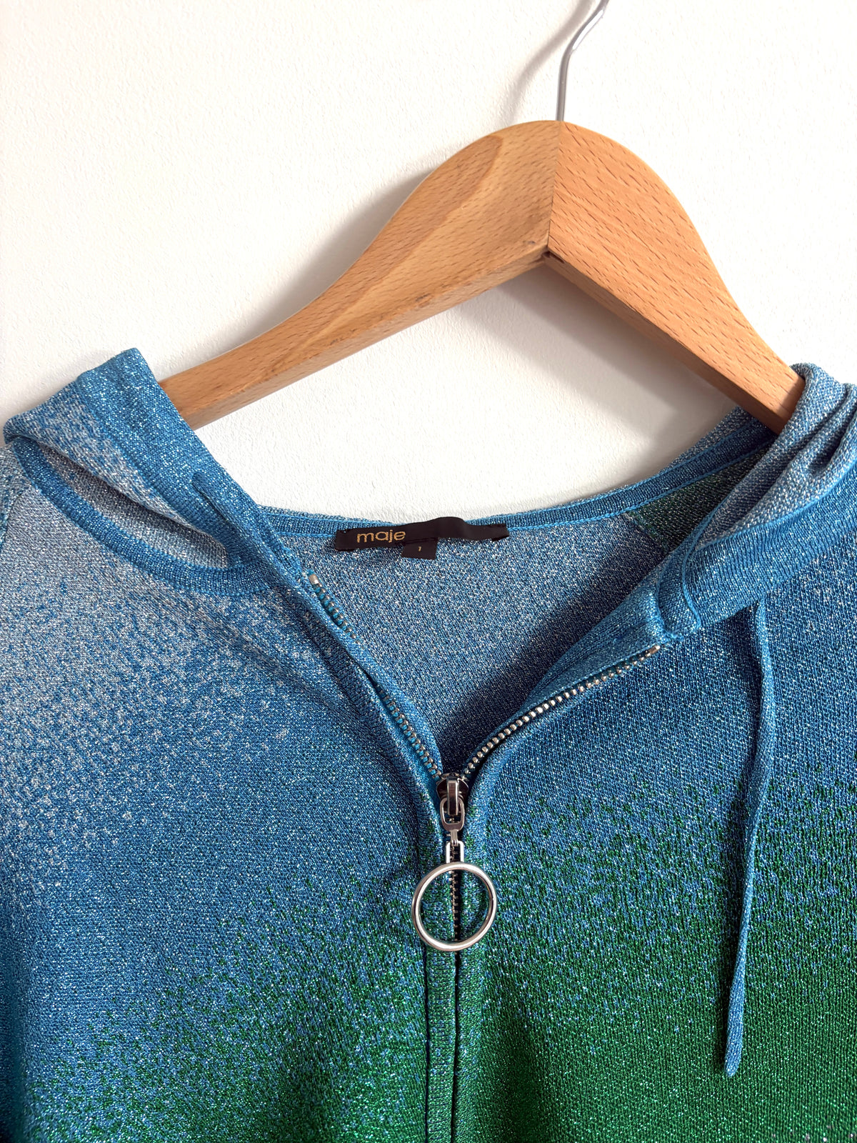Maje Lurex Cardigan in Green blue and Purple Gradient S