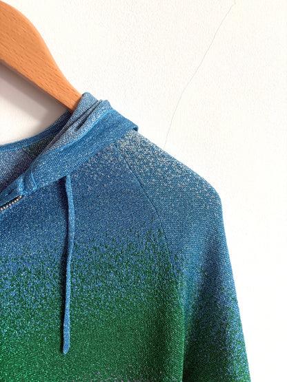 Maje Lurex Cardigan in Green blue and Purple Gradient S