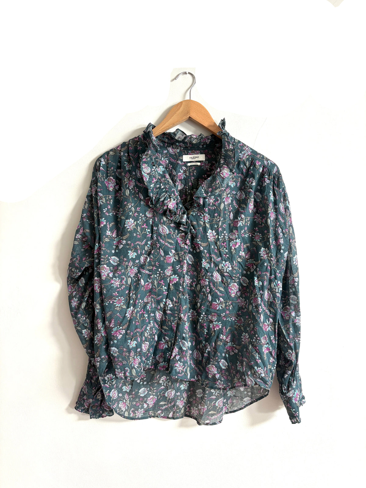 isabel marant etoile pamias long sleeve flora print cotton voile blouse