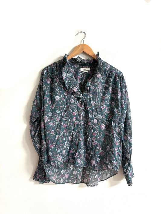 isabel marant etoile pamias long sleeve flora print cotton voile blouse