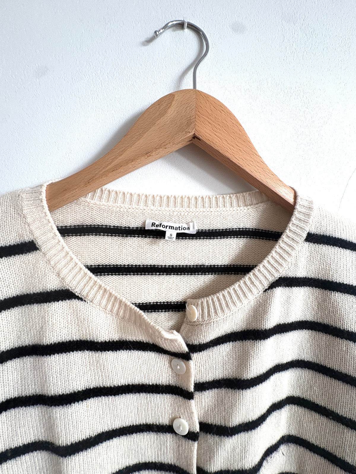 Reformation Striped Cashmere Cardigan S