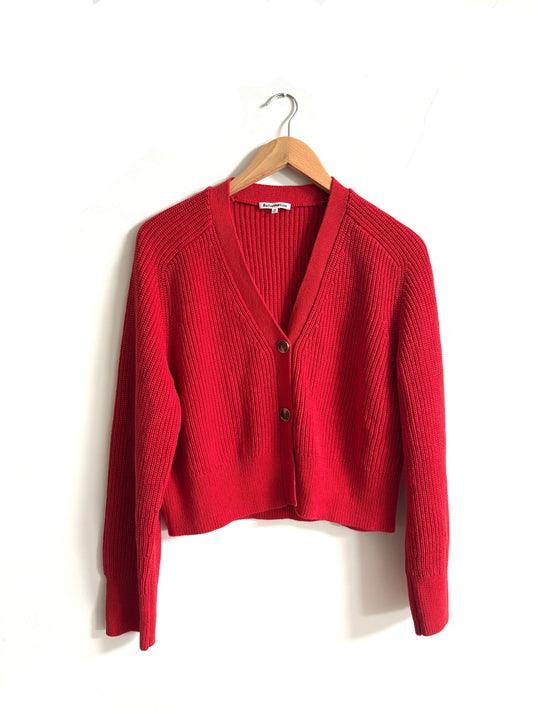 reformation jessa red cotton cardigan