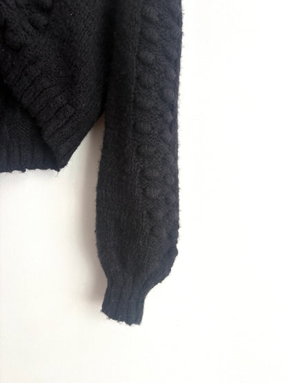 Hayley Menzies Black Cropped Knit Cardigan XS
