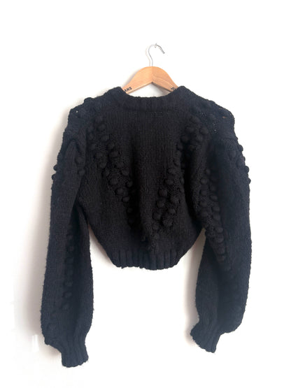 Hayley Menzies Black Cropped Knit Cardigan XS