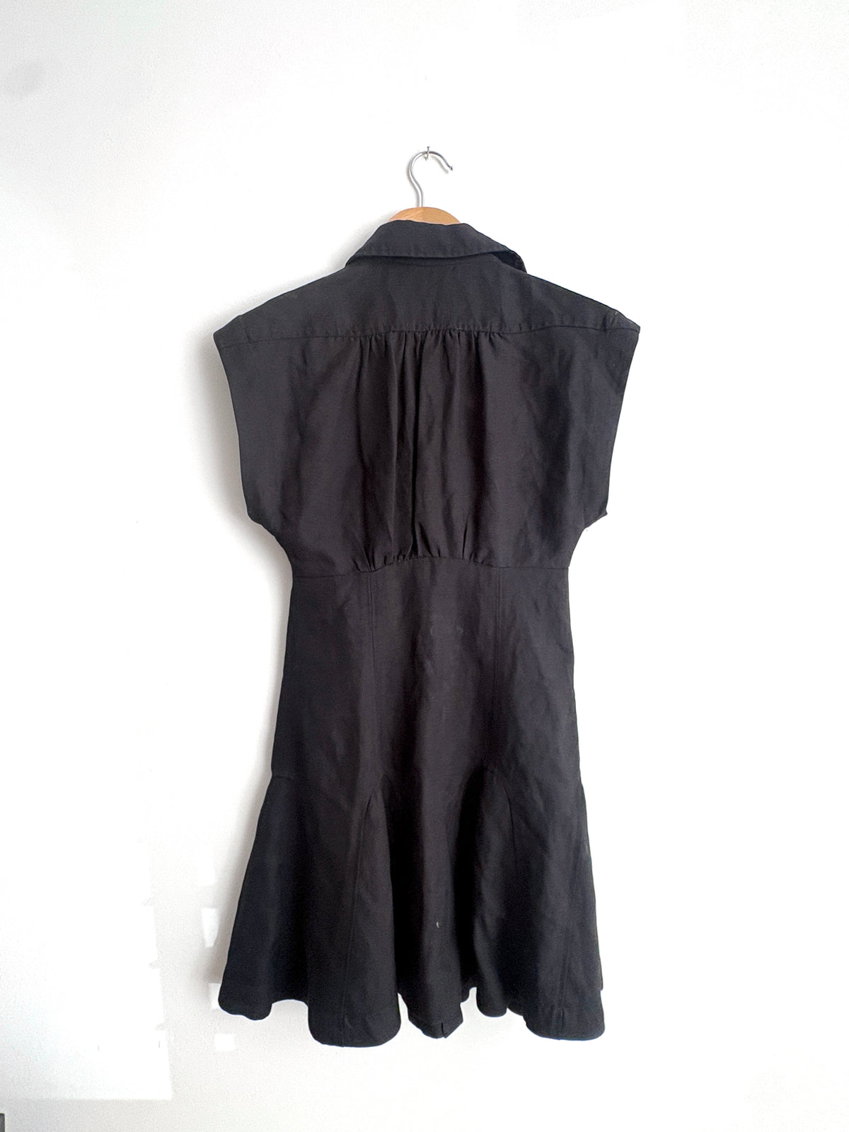 Sandro Empire Linen Black Dress UK 6