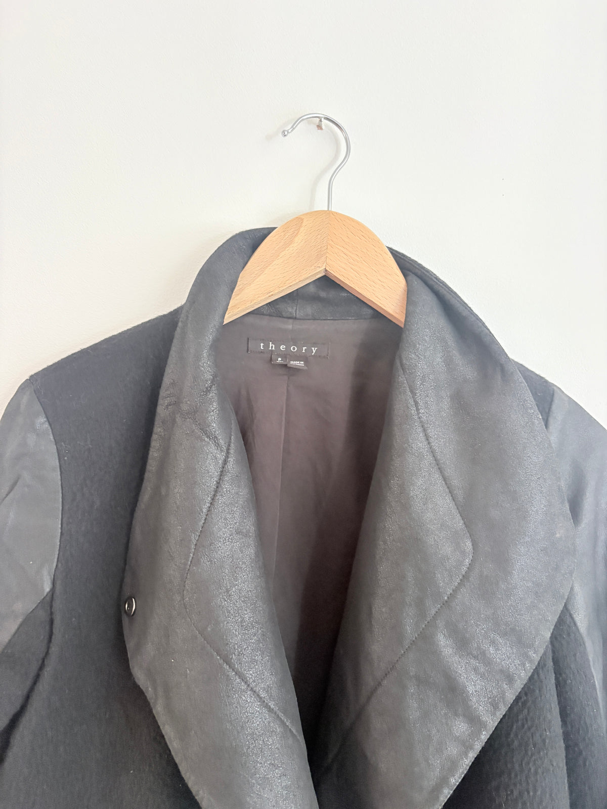 Theory Leather & Wool Coat UK 6