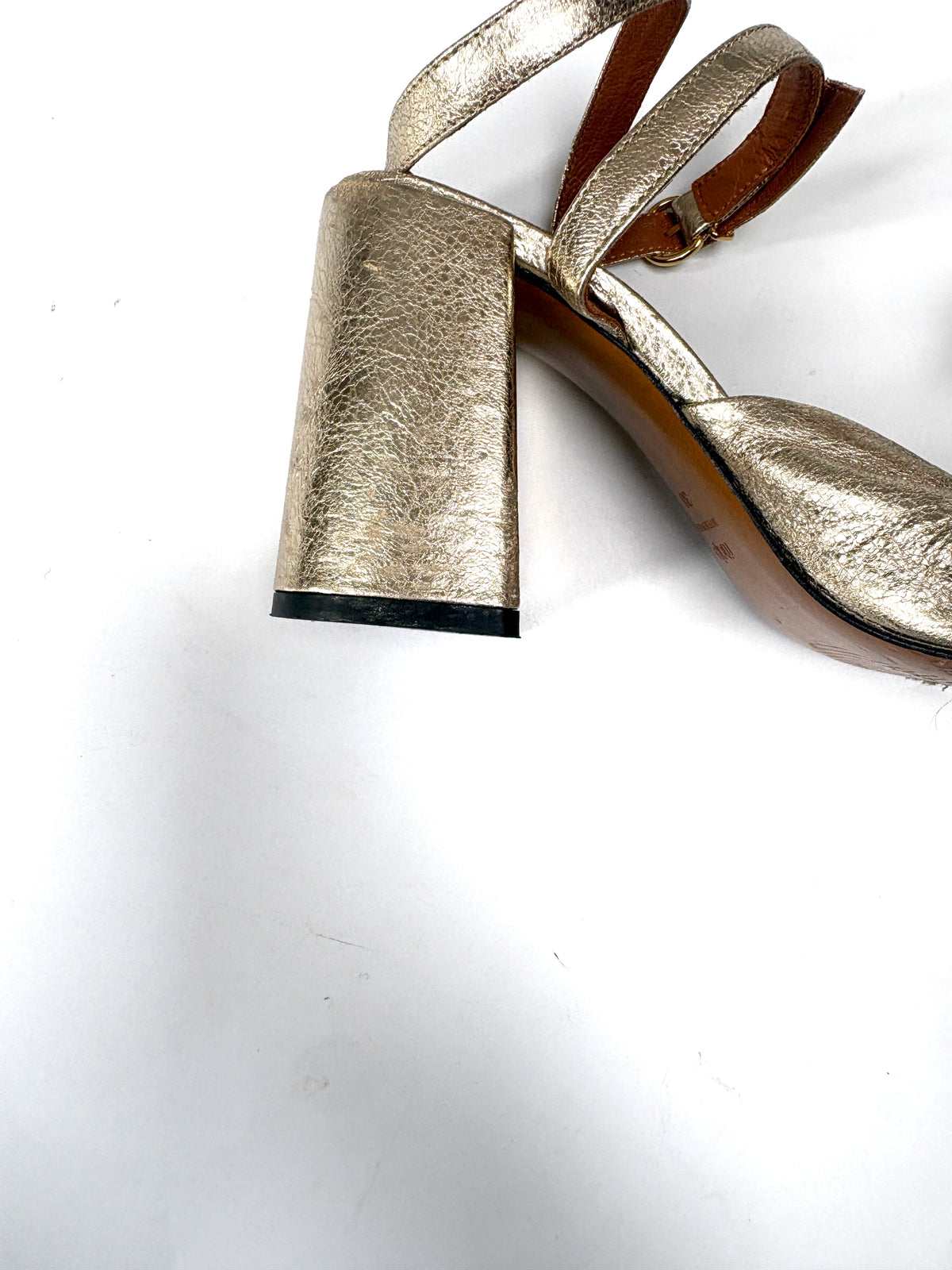 Maje Gold Metallic Leather Twisted Sandal UK 5