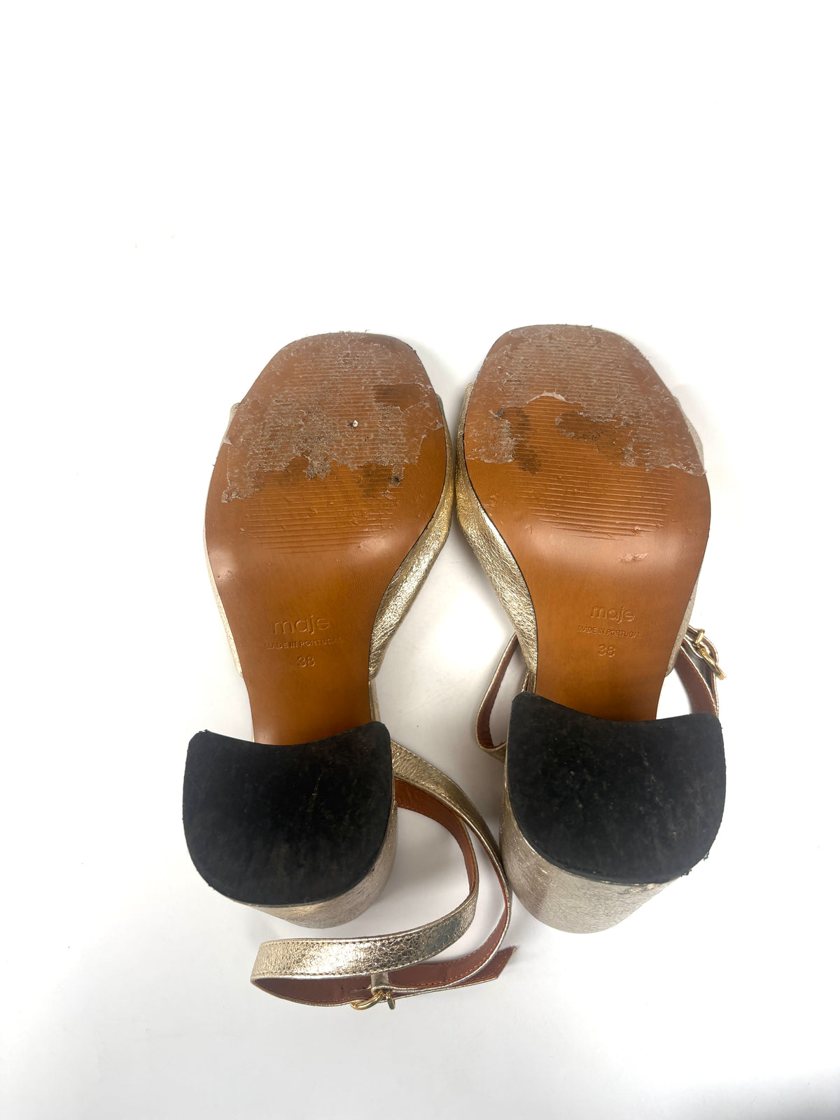 Maje Gold Metallic Leather Twisted Sandal UK 5