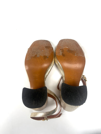 Maje Gold Metallic Leather Twisted Sandal UK 5