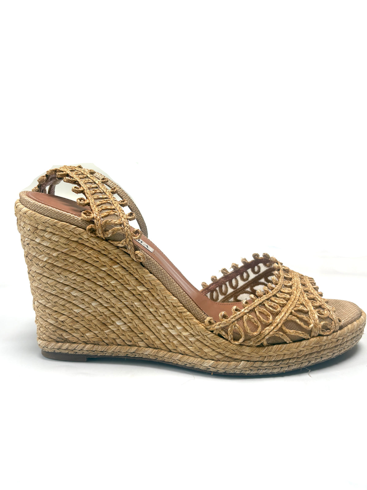 Aquazzura Kahlo 105 Raffia Espadrille Wedges UK 7