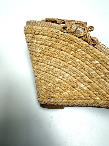 Aquazzura Kahlo 105 Raffia Espadrille Wedges UK 7