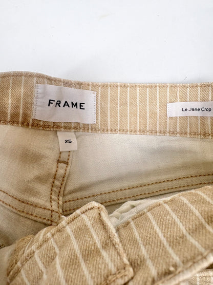 Frame le Jane Crop Striped High Rise Straight Leg Jeans 25"