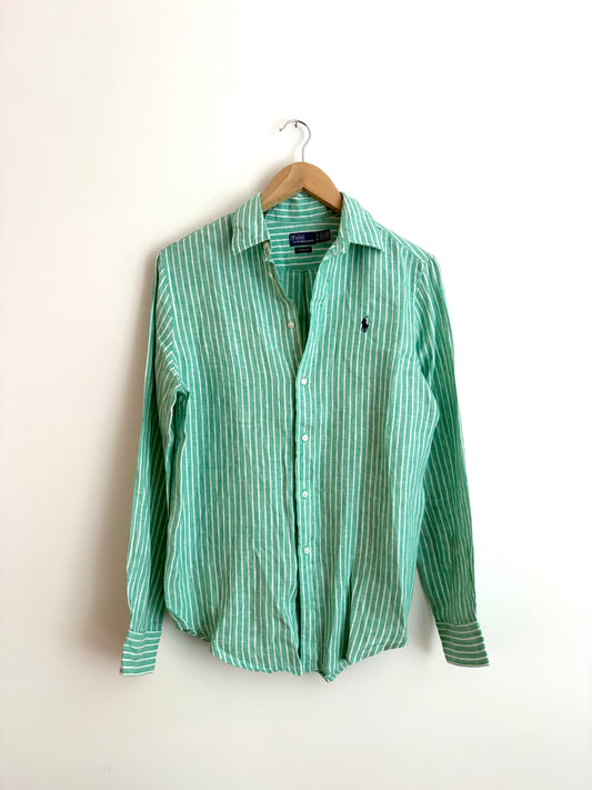 Polo Ralph Lauren Green Striped Linen Shirt
