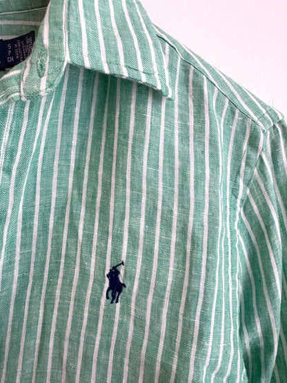 Polo Ralph Lauren Classic Fit Green Striped Linen Shirt S