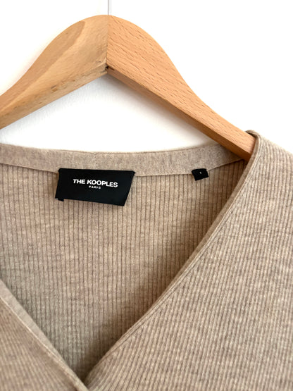 The Kooples Oatmeal Wool & Cashmere Cardigan S