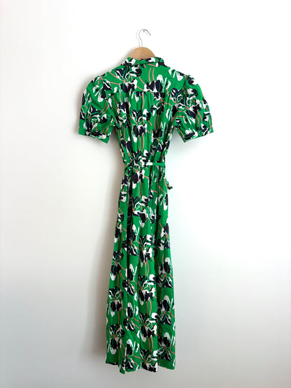 Diane Von Furstenberg Jonah Printed Cotton Maxi Dress UK 10