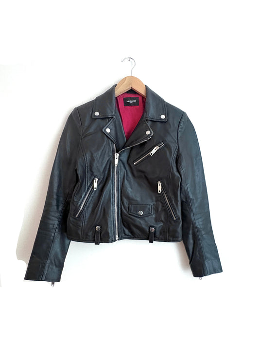 The Kooples Black Leather Biker Jacket