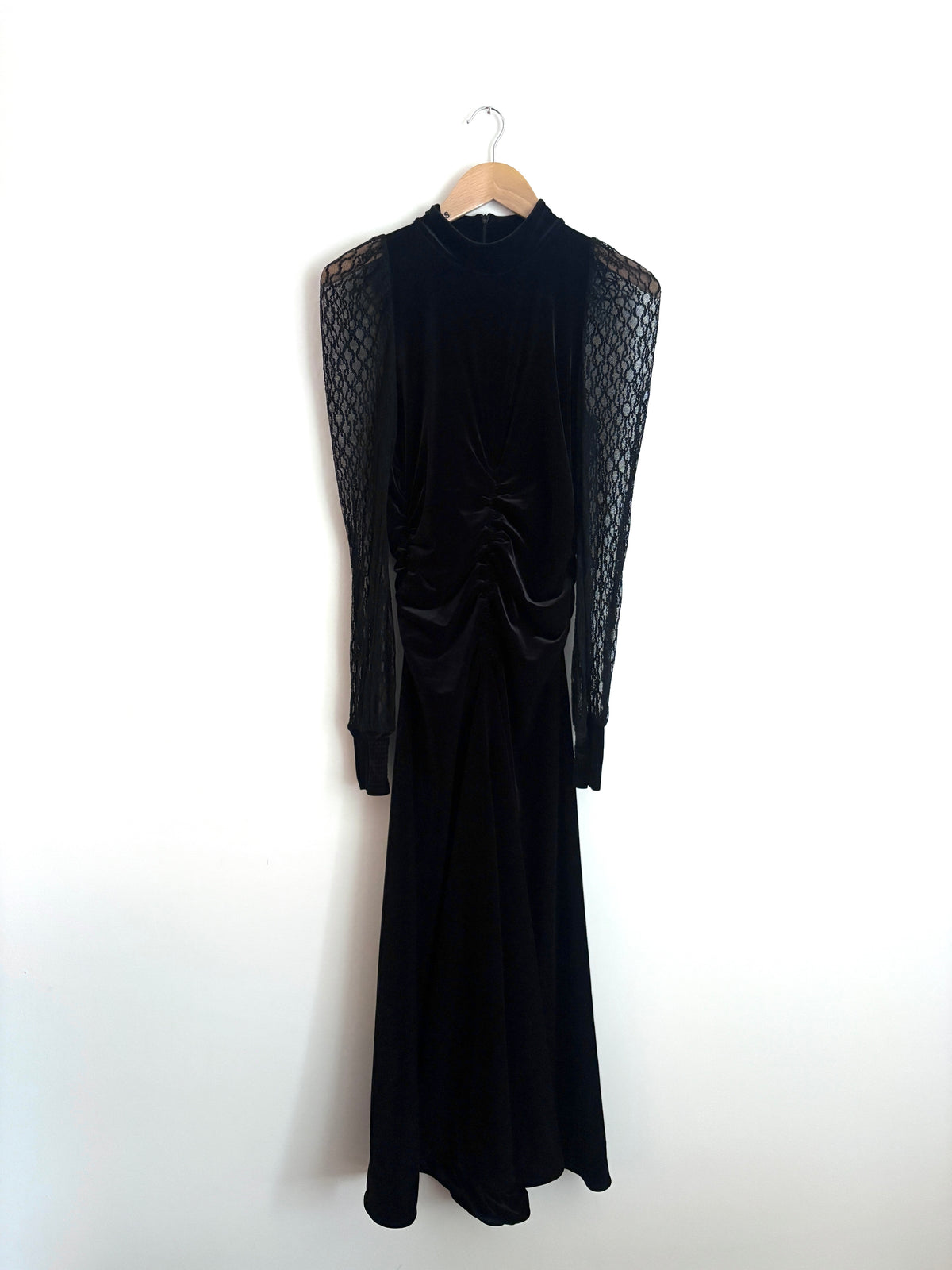 Me+Em Black Velvet Lace Sleeve Maxi
