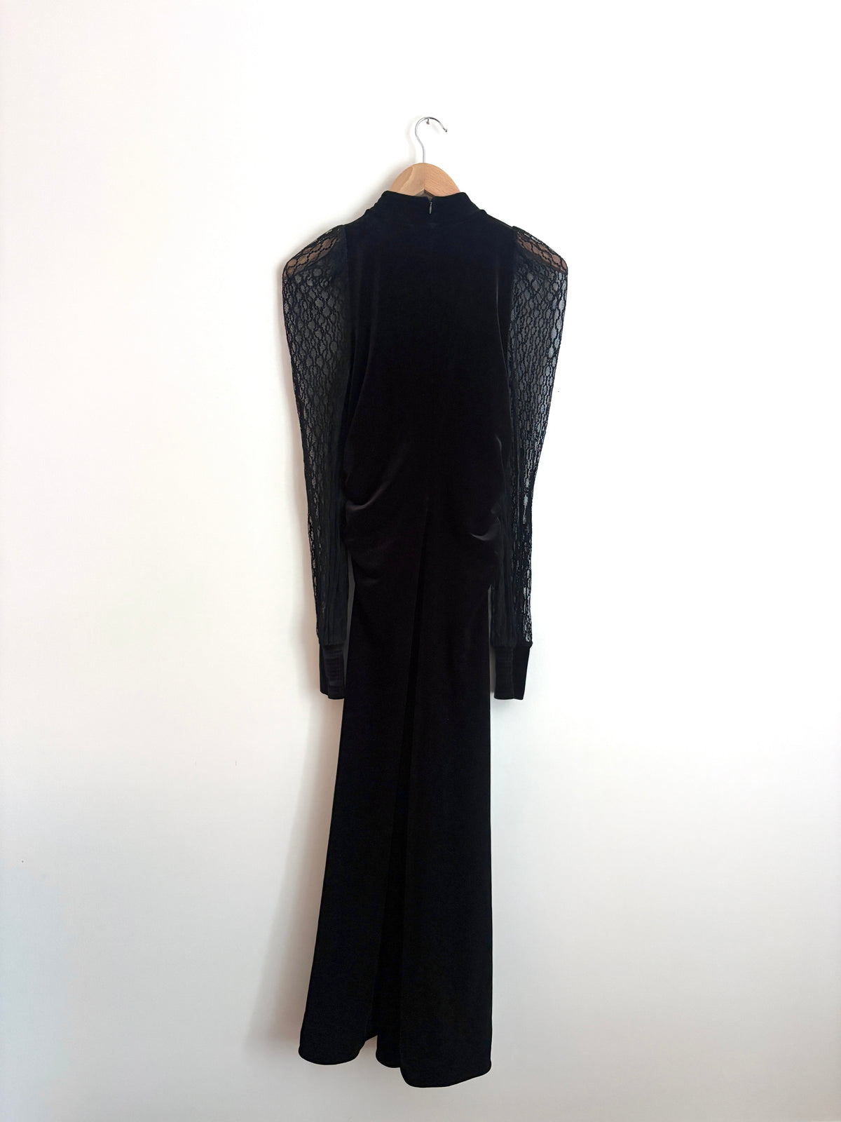 Me+Em Black Velvet Lace Sleeve Maxi UK 10