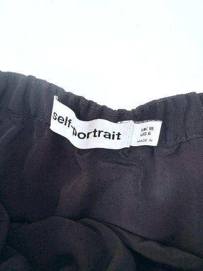 Self-Portrait Black Pleated Skirt UK 10