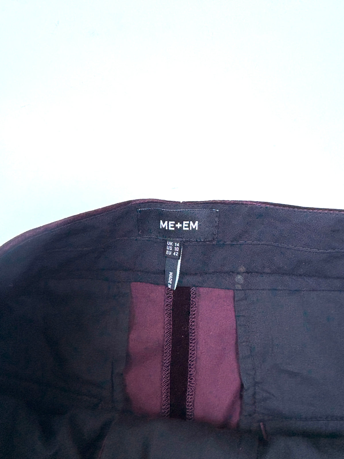 Me+Em Burgundy Velvet Evening Jacket and Trousers UK 14