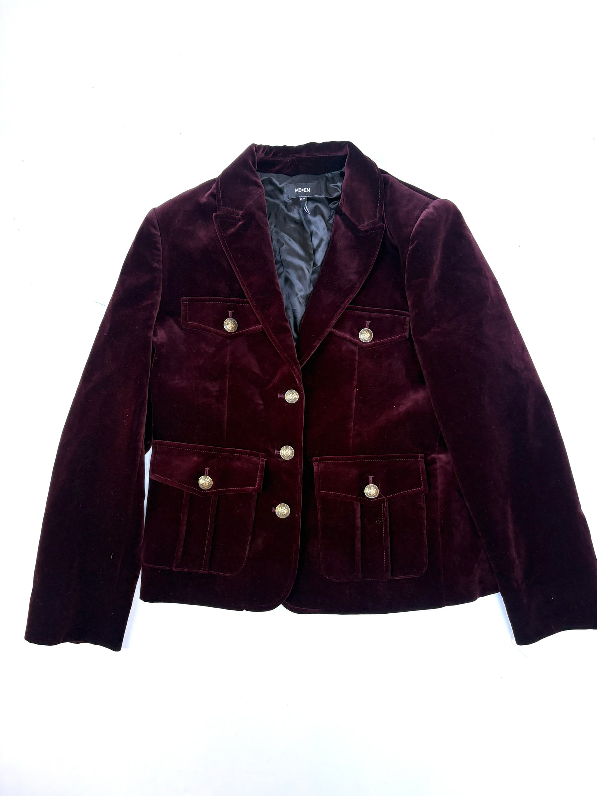 Me+Em Burgundy Velvet Evening Jacket and Trousers UK 14