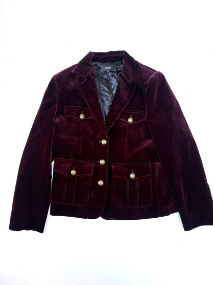Me+Em Burgundy Velvet Evening Jacket and Trousers UK 14