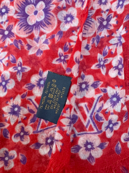 Louis Vuitton Floral Red Monogram Scarf