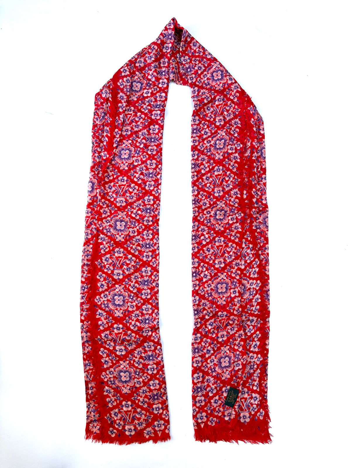 Louis Vuitton Floral Red Monogram Scarf