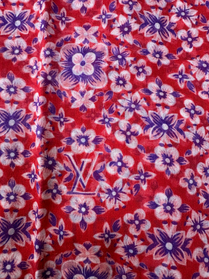 Louis Vuitton Floral Red Monogram Scarf