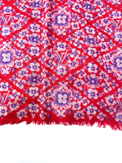 Louis Vuitton Floral Red Monogram Scarf