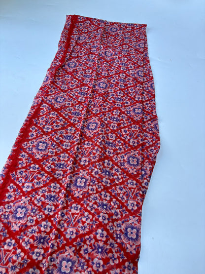 Louis Vuitton Floral Red Monogram Scarf