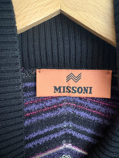 Missoni Oversized Wool and Visose Chevron Turtleneck Sweater UK 10