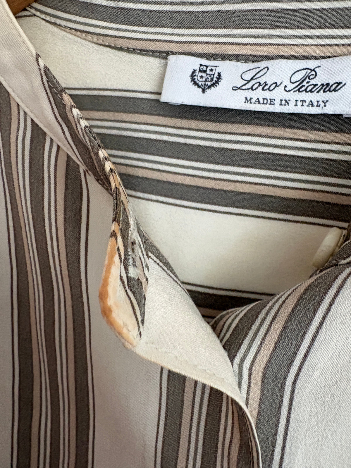 Loro Piana Silk Striped Shirt UK 10