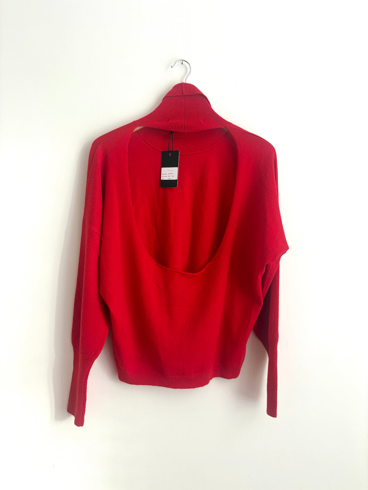 New With Tags Zeynep Arçay Red Backless Wool-Cashmere Sweater S