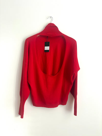 New With Tags Zeynep Arçay Red Backless Wool-Cashmere Sweater S
