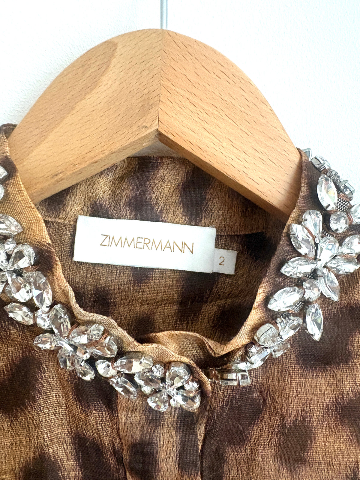 Zimmerman Multi Linen Silk Embellished Organza Shirt UK 12