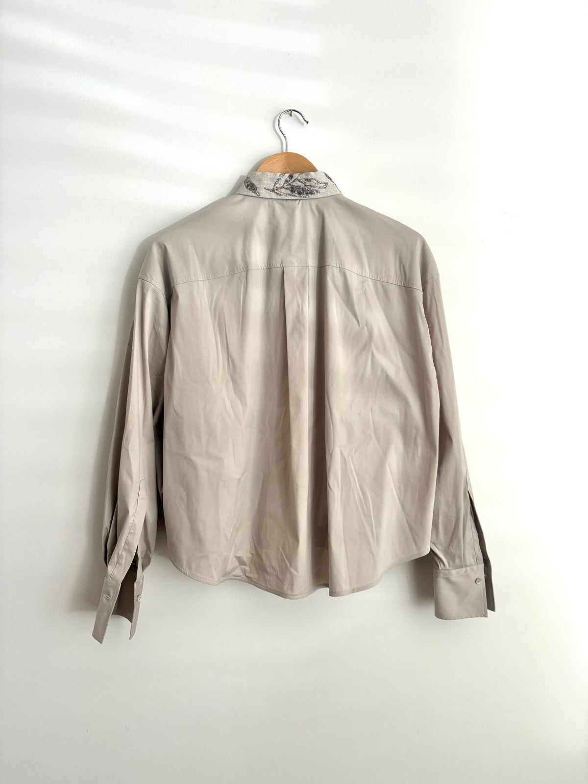 Brunello Cucinelli Embellished Cotton Blend Poplin Shirt S