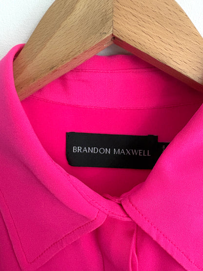 Brandon Maxwell Fuchsia Pink Silk Shirt UK 10