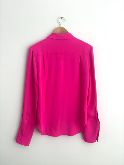 Brandon Maxwell Fuchsia Pink Silk Shirt UK 10