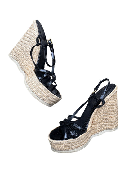 Yves Saint Laurent Black Patent Leather Wedges EU 39