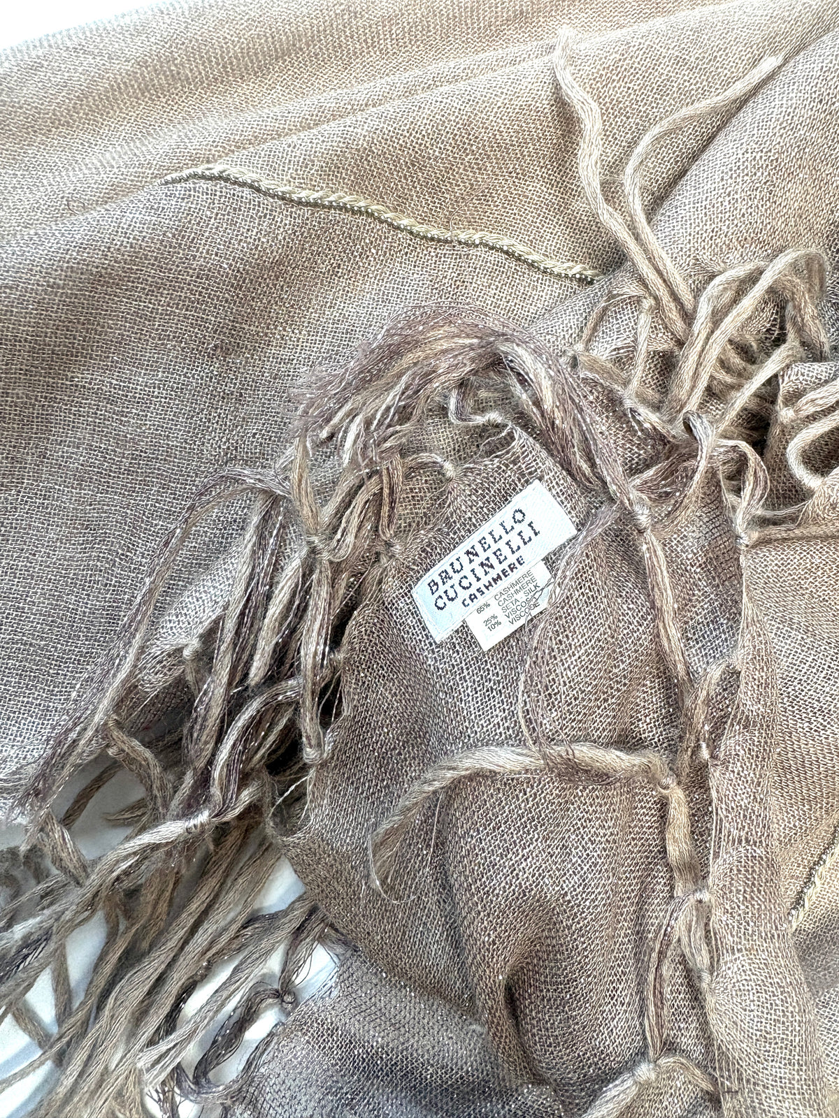 Bruno Cucinelli Frayed Cashmere Silk Lurex Scarf