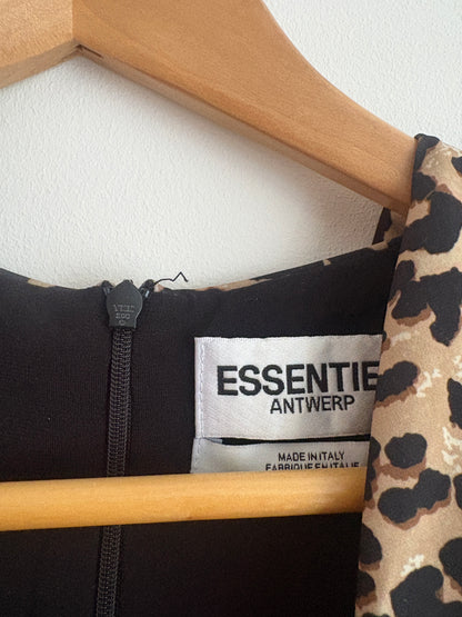 Essentiel Antwerp Brown Leopard Print Stretch-Jersey Midi Dress UK 8