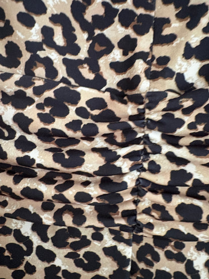 Essentiel Antwerp Brown Leopard Print Stretch-Jersey Midi Dress UK 8