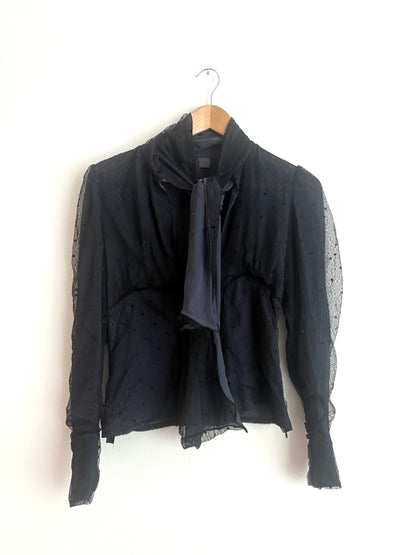 Vintage La Perla Lace pussy bow blouse